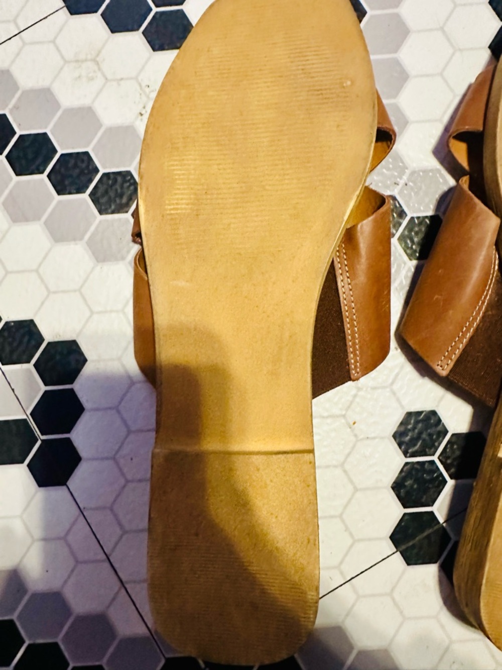 Coach and Four Brown Leather Crossover Slide Sandals - Picture 3 of 3
